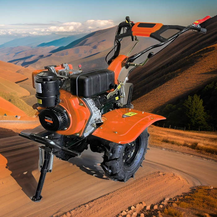 Motocultor DETOOLZ 7CP 280CC, motorina, 4T, 3 viteze, pornire manuala, cu roti [1]