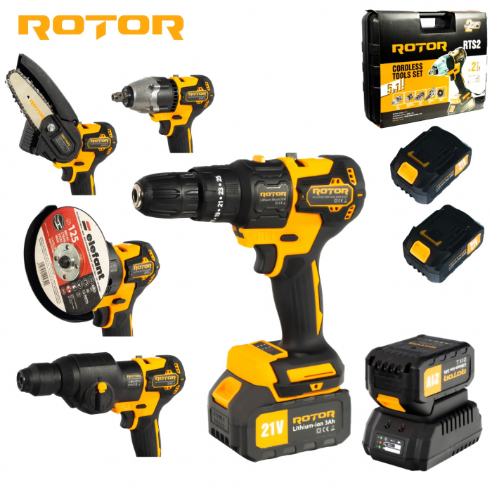 Multifunctional 5 in 1 pe acumulator ROTOR RTS2 , 24000 rot/min, 21V/3Ah, Brushless [1]