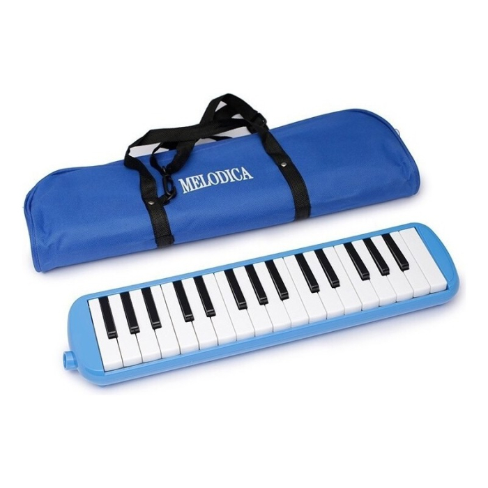 LICHIDARE Muzicuta Melodica 32 Clape, Flippy, din ABS, pentru Incepatori, 45 x 13 x 7 cm, Include Husa si Suflator, Albastru [5]