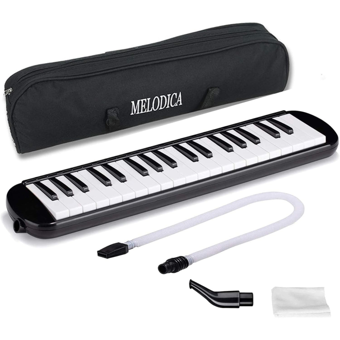 Muzicuta Melodica 32 Clape, Flippy, din ABS, pentru Incepatori, 45 x 13 x 7 cm, Include Husa si Suflator, Negru [4]