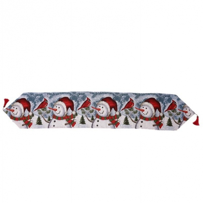 Napron Decorativ pentru Masa, Flippy, Model Oameni de Zapada, Tematica Craciun, 35 x 180 cm, Rosu/Verde [1]