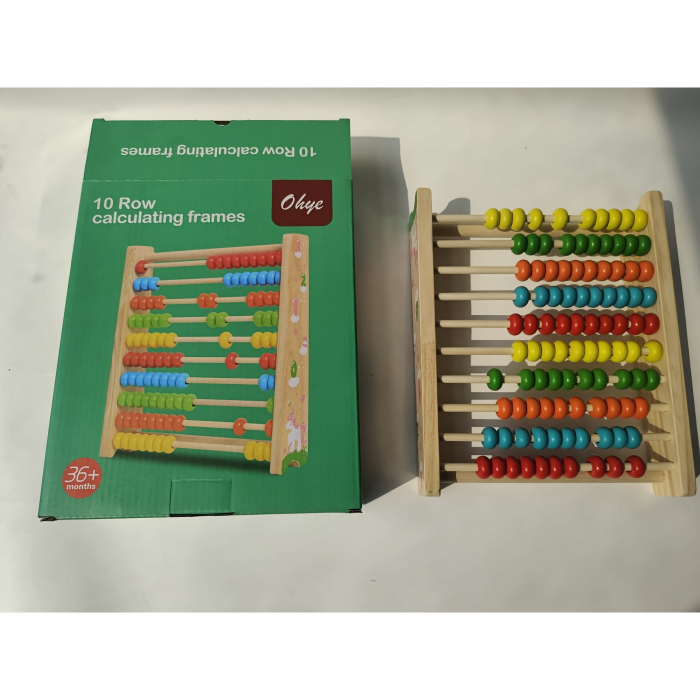 Numaratoare Flippy, din Lemn, Vopsea Ecologica, 10 Siruri x 10 Margele, 4-6 Ani, 24.5 x 20.5 cm, Multicolor [9]
