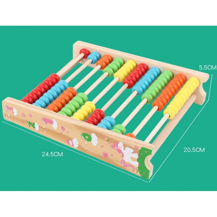 Numaratoare Flippy, din Lemn, Vopsea Ecologica, 10 Siruri x 10 Margele, 4-6 Ani, 24.5 x 20.5 cm, Multicolor [4]