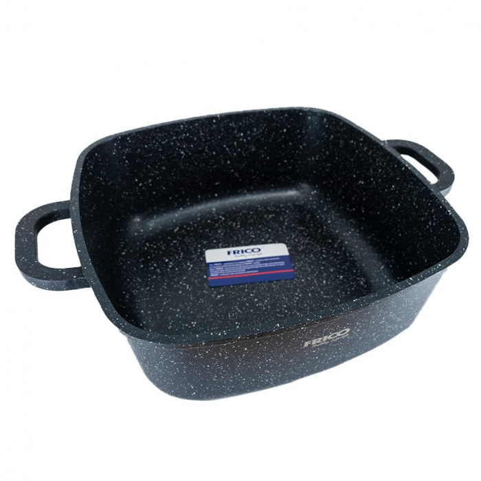 Oala aluminiu marmurat, diametru 24cm, capacitate 4.4L, culoare negru, capac de sticla, cod 4402 [2]