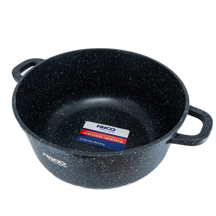 Oala aluminiu marmurat, diametru 24cm, capacitate 4.5L, culoare negru, capac de sticla [2]