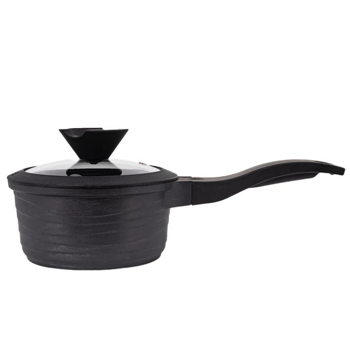 Oala din aluminiu cu interior marmorat cu coada si capac din sticla termorezistenta, 1.5L, 55872-16 [1]