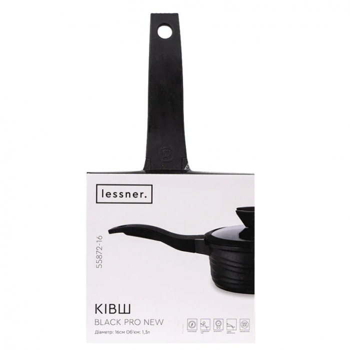 Oala din aluminiu cu interior marmorat cu coada si capac din sticla termorezistenta, 1.5L, 55872-16 [3]