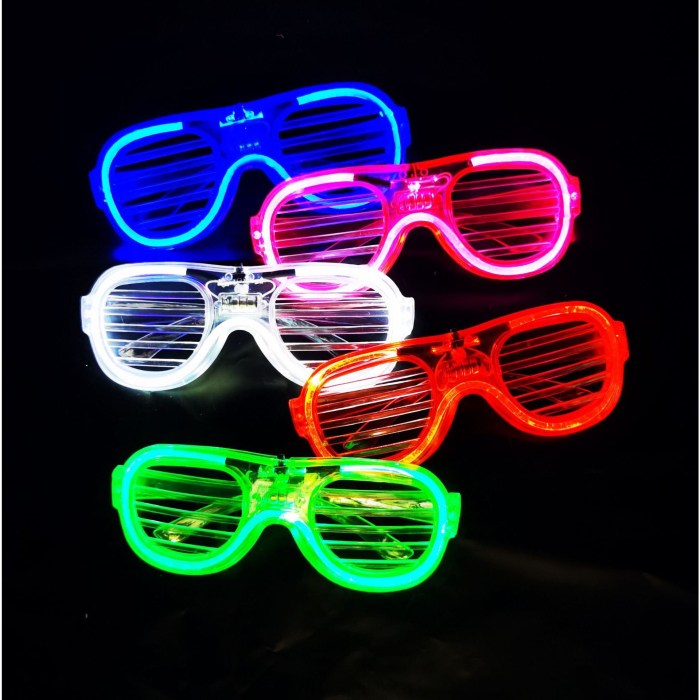 Ochelari de Petrecere cu LED, Flippy, Model Grilaj, din Plastic, 3 Moduri de Iluminat, Marime Universala, Multicolor [6]