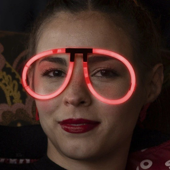 Ochelari Decorativi, Flippy, din Plastic, Fluorescenti, Accesoriu Petrecere, Roz [4]