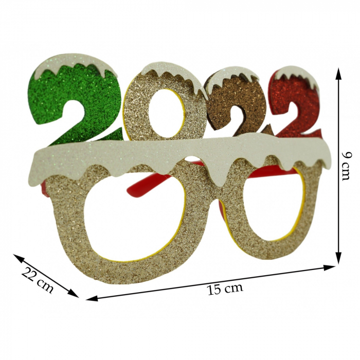 Ochelari petrecere de Revelion, 2022, Bej, din Plastic si Poliester, Flippy [4]