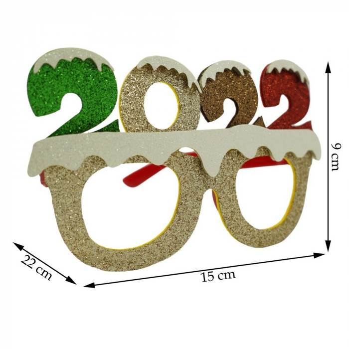 Ochelari petrecere de Revelion, 2022, Bej, din Plastic si Poliester, Flippy [7]