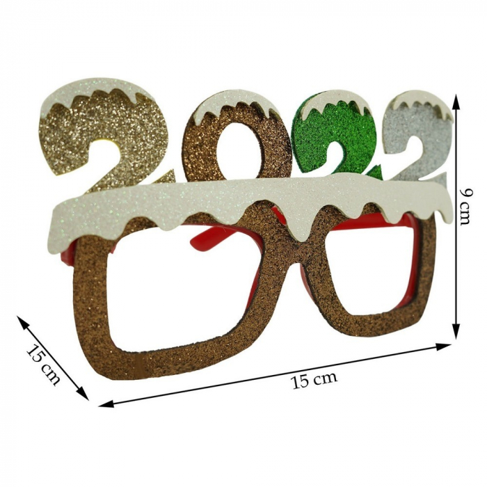 Ochelari petrecere de Revelion, 2022, Maro, din Plastic si Poliester, Flippy [9]