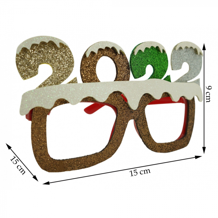 Ochelari petrecere de Revelion, 2022, Maro, din Plastic si Poliester, Flippy [5]