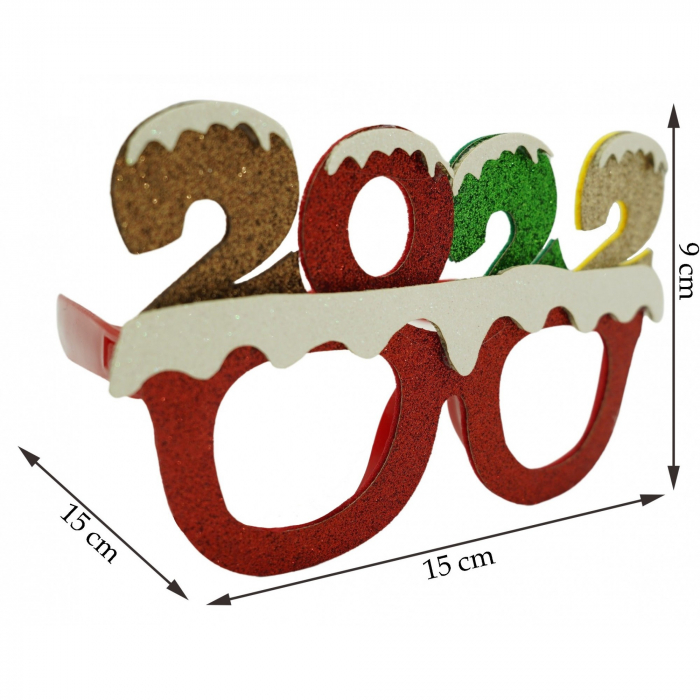 Ochelari petrecere de Revelion, 2022, Rosu, din Plastic si Poliester, Flippy [3]