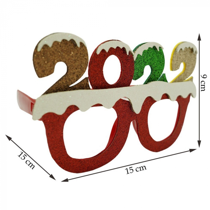 Ochelari petrecere de Revelion, 2022, Rosu, din Plastic si Poliester, Flippy [5]
