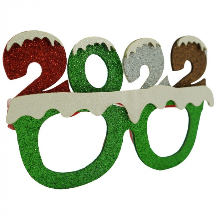 Ochelari petrecere de Revelion, 2022, Verde, din Plastic si Poliester, Flippy [1]