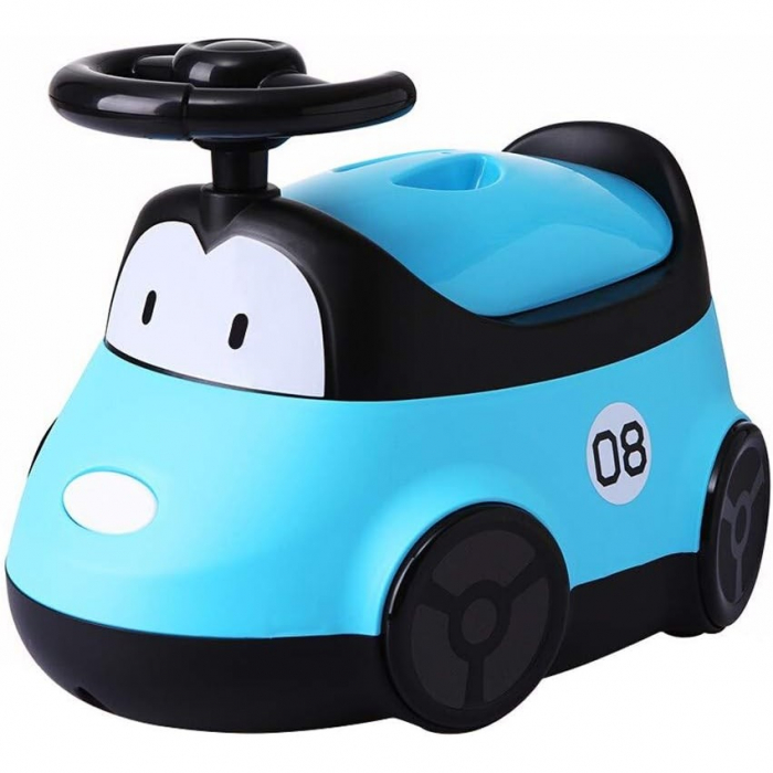Olita pentru Copii, Flippy, +1an, Portabila, Design Masinuta cu Capac, Model Prietenos, Non-Toxic, Compartiment Detasabil, Usor de Curatat, Albastru [1]
