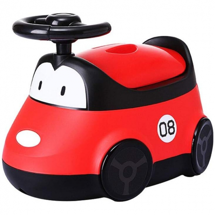 Olita pentru Copii, Flippy, +1an, Portabila, Design Masinuta cu Capac, Model Prietenos, Non-Toxic, Compartiment Detasabil, Usor de Curatat, Rosu [1]