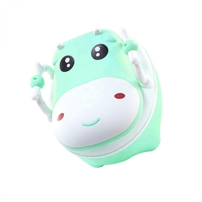 Olita pentru Copii, Flippy, +1an, Portabila, Design Vacuta cu Capac, Model Prietenos, Non-Toxic, cu Manere, Compartiment Detasabil, Perie Inclusa, Usor de Curatat, Verde [2]