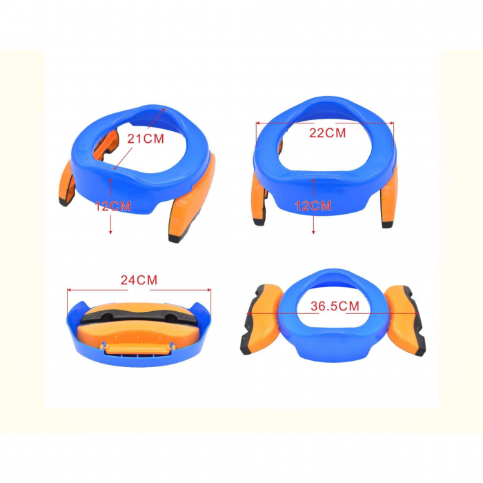 Olita Portabila 2 in 1, Flippy, Olita + Capac de Toaleta, din Plastic, Diametru 21 cm, Albastru [2]