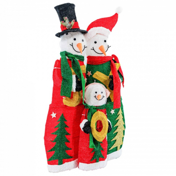 Familie oameni de zapada pe cadru de sarma si material textil si leduri, dimensiune 60x28x100cm, 130 led-uri lumina calda,cu jocuri de lumini, alimentare la priza, MI-703 [3]