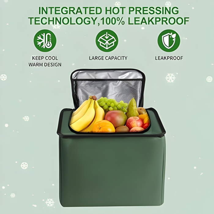 Organizator Auto pentru Portbagaj, Flippy, Model Pliabil, din Panza, cu Geanta Termoizolanta Detasabila, 3 Compartimente, Curele Ajustabile, 90 x 35 x 30 cm, Verde [5]