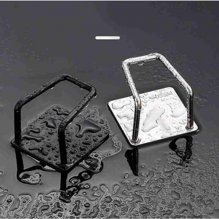 Organizator bucatarie Flippy cu adeziv, carlig-suport pentru burete, accesorii bucatarie, 5x5x3,5 cm, otel inoxidabil, negru [2]