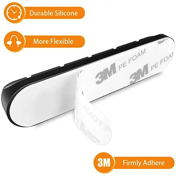 Organizator Cabluri, Flippy, Cable Clips, Fixare Dublu Adeziv, Silicon, 5 Sloturi, Negru [7]