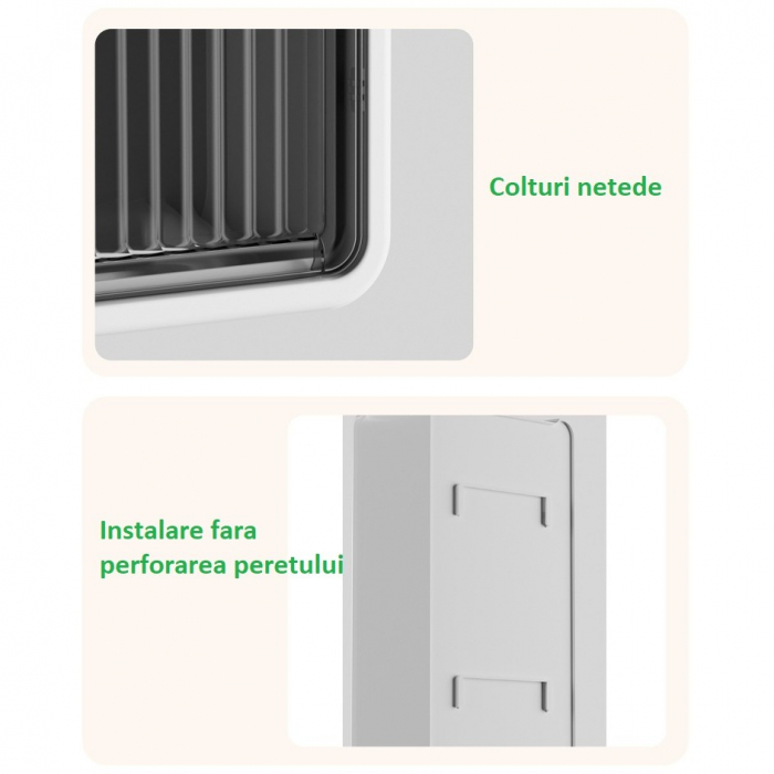 Lichidare Organizator Cosmetice, Flippy, Montare pe Perete fara Perforare, 36.5x10.9x20 cm, din PP si ABS, Alb-Negru, Usa Transparenta [6]