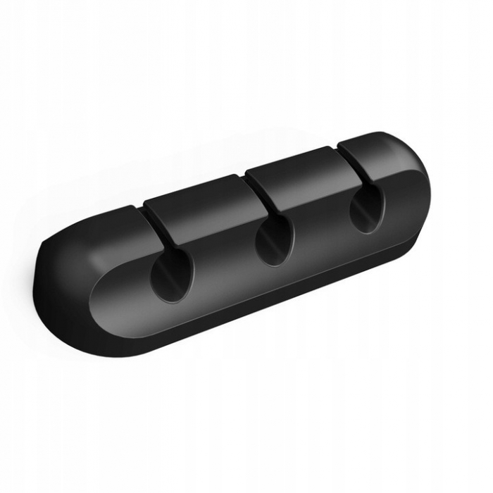 Organizator de Cabluri, Flippy, Autoadeziv, Multifunctional, 3 Locuri de Suport, 6.4x2.2cm, Negru [3]