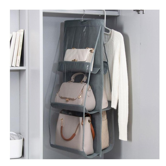 Organizator Genti 6 Compartimente Flippy, Suspendabil, 85 x 36 cm, gri [2]