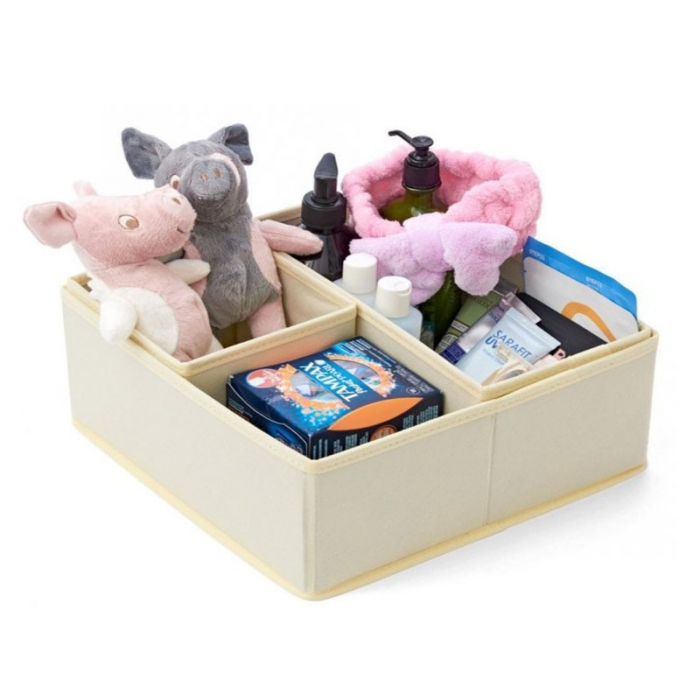 Organizator pentru Sertar, Flippy, 3 Marimi, pentru Lenjerie, Tricouri, Sosete, 6 Piese, Pliabil, Stivuibil, din Tesatura, Alb [2]