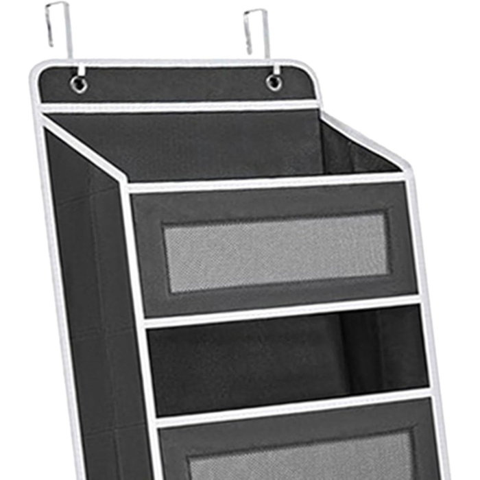 Organizator Suspendat pentru Usi, Flippy, din Nailon si Plasa, Baza de Carton Ingrosat, 5 Buzunare Principale + 5 Buzunare Laterale, 146 x 40 x 17 cm, 2 Carlige Incluse, Negru [2]