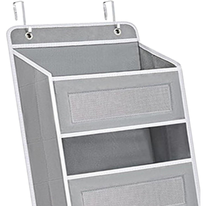 Organizator Suspendat pentru Usi, Flippy, din Nailon si Plasa, Baza de Carton Ingrosat, 5 Buzunare Principale + 5 Buzunare Laterale, 146 x 40 x 17 cm, 2 Carlige Incluse, Gri [2]
