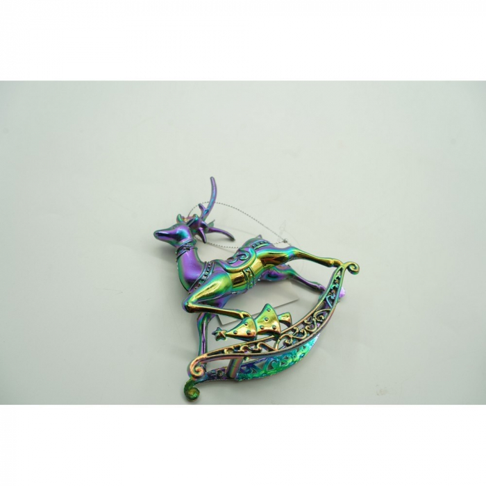 Ornament brad de Craciun, Iridescent, in forma de Ren, 11 cm x 11 cm, Plastic, Flippy [9]