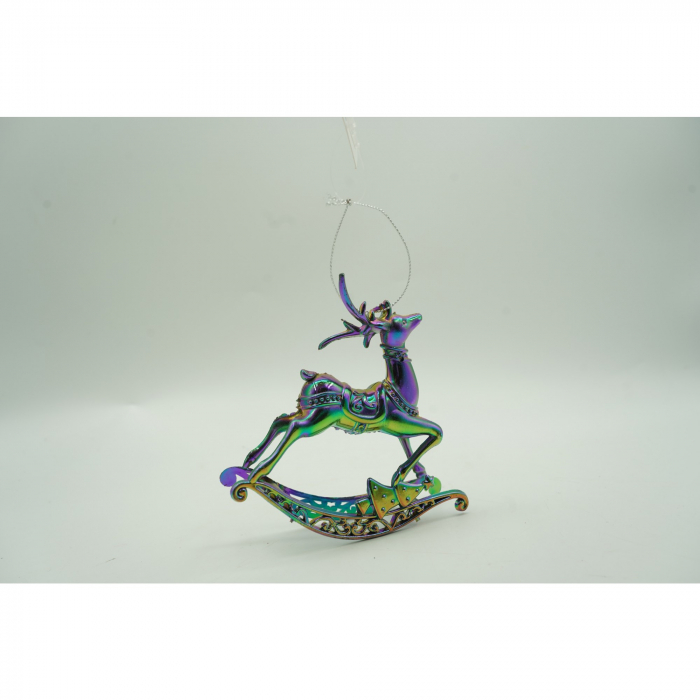 Ornament brad de Craciun, Iridescent, in forma de Ren, 11 cm x 11 cm, Plastic, Flippy [5]