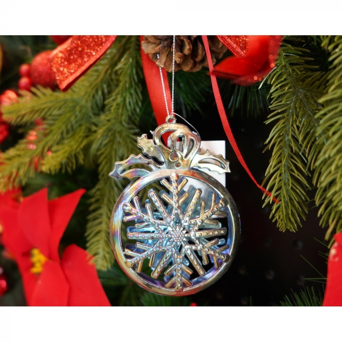 Ornament brad de Craciun, Iridescent, Rotund, 8 cm x 11 cm, Plastic, Flippy [7]