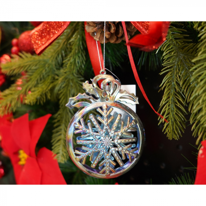 Ornament brad de Craciun, Iridescent, Rotund, 8 cm x 11 cm, Plastic, Flippy [2]