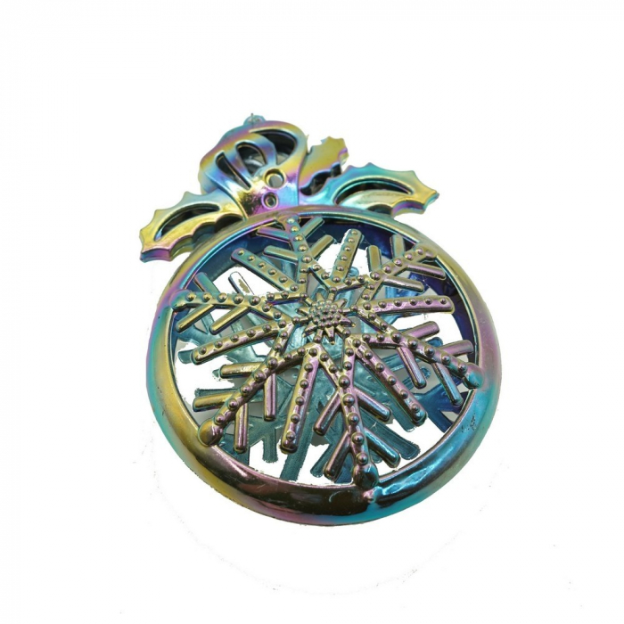 Ornament brad de Craciun, Iridescent, Rotund, 8 cm x 11 cm, Plastic, Flippy [1]