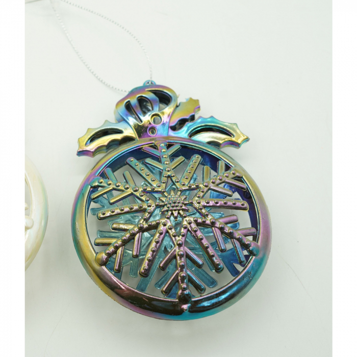 Ornament brad de Craciun, Iridescent, Rotund, 8 cm x 11 cm, Plastic, Flippy [5]