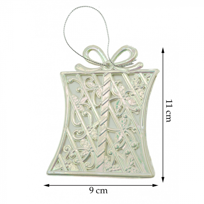 Ornament brad de Craciun, Perlat, in forma de Cadou, 9 cm x 11 cm, Plastic, Flippy [6]