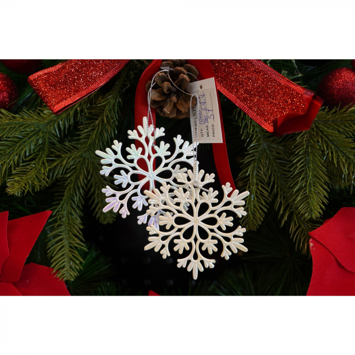 Ornament brad de Craciun, Perlat, in forma de Fulg de nea, 10 cm x 10 cm, Plastic, Flippy [4]