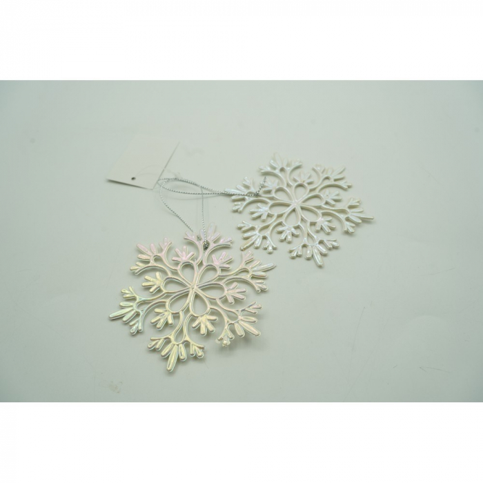 Ornament brad de Craciun, Perlat, in forma de Fulg de nea, 10 cm x 10 cm, Plastic, Flippy [10]