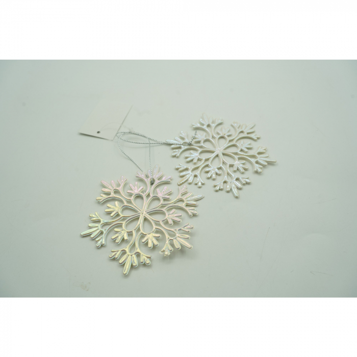Ornament brad de Craciun, Perlat, in forma de Fulg de nea, 10 cm x 10 cm, Plastic, Flippy [5]