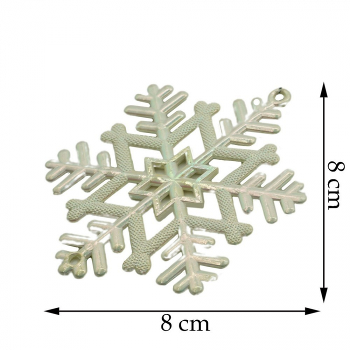 Ornament brad de Craciun, Perlat, in forma de Fulg de nea, 8 cm x 8 cm, Plastic, Flippy [11]