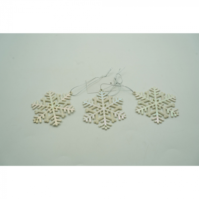Ornament brad de Craciun, Perlat, in forma de Fulg de nea, 8 cm x 8 cm, Plastic, Flippy [5]