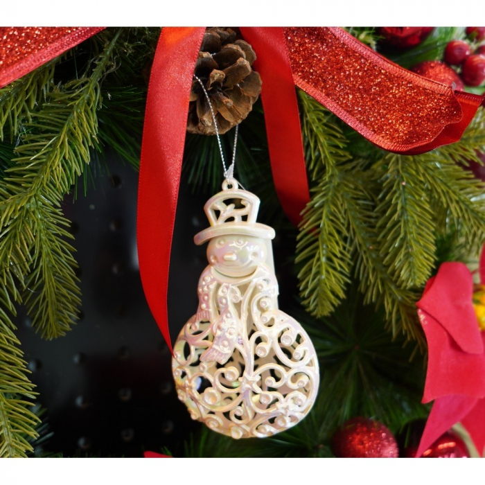 Ornament brad de Craciun, Perlat, in forma de Om de zapada, 8 cm x 13 cm, Plastic, Flippy [7]