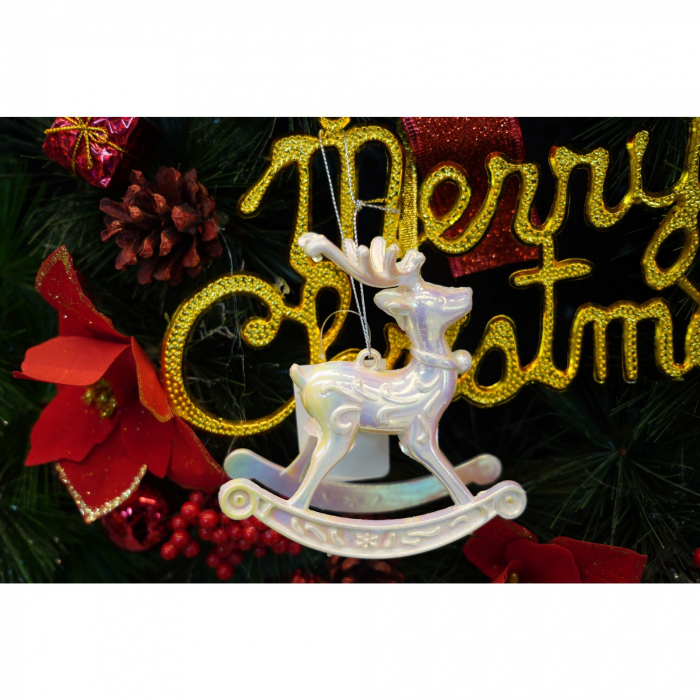 Ornament brad de Craciun, Perlat, in forma de Ren, 11 cm x 11 cm, Plastic, Flippy [3]