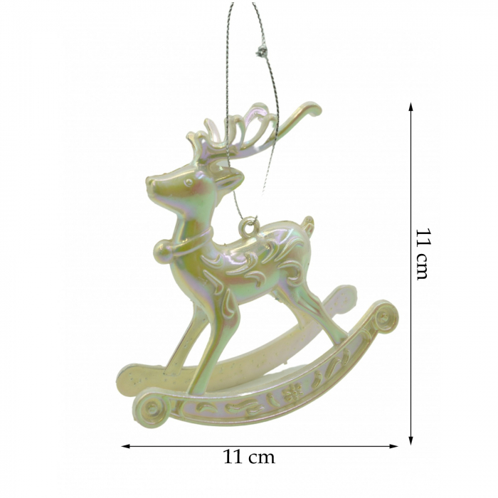 Ornament brad de Craciun, Perlat, in forma de Ren, 11 cm x 11 cm, Plastic, Flippy [6]