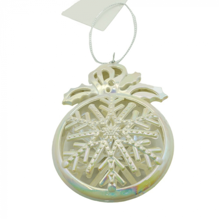 Ornament brad de Craciun, Perlat, Rotund, 8 cm x 11 cm, Plastic, Flippy [1]